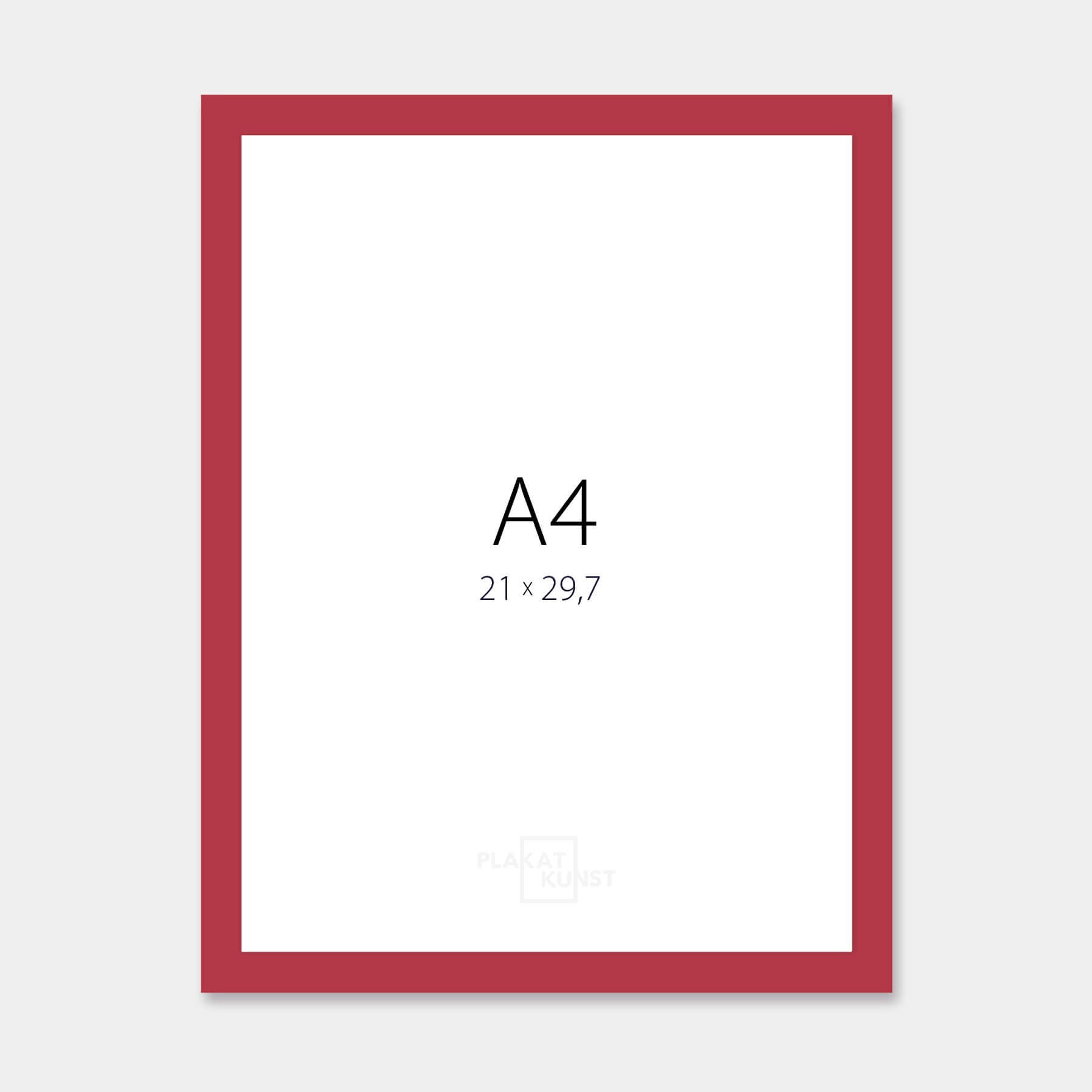 Dark red matte wooden frame - Narrow (15 mm) - A4 (21x29.7 cm)