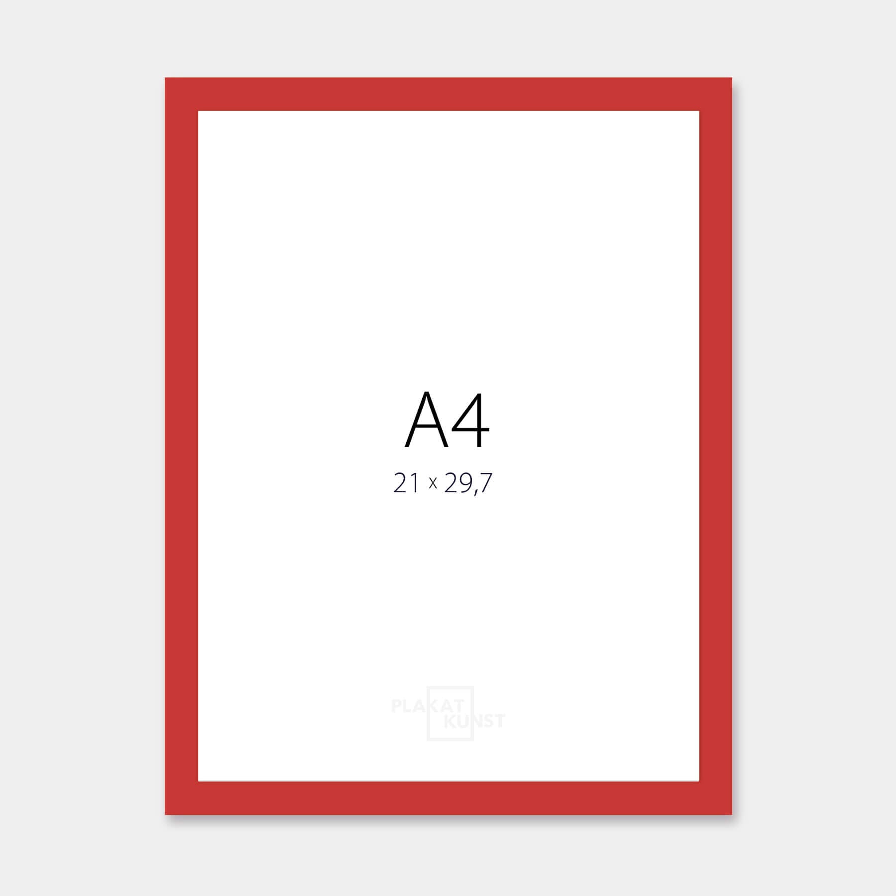 Red matte wooden frame - Narrow (15 mm) - A4 (21x29.7 cm)