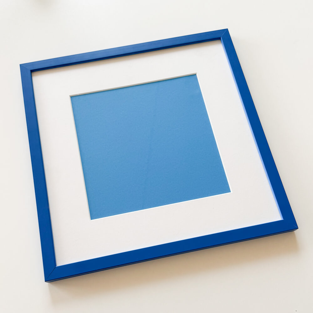Blue matte wooden frame - Narrow (15 mm) - 30×30 cm