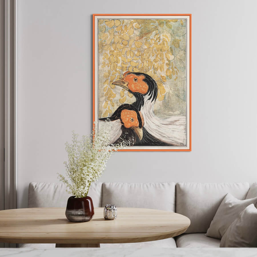 Orange glossy wooden frame - Narrow (14 mm) - 50x70 cm
