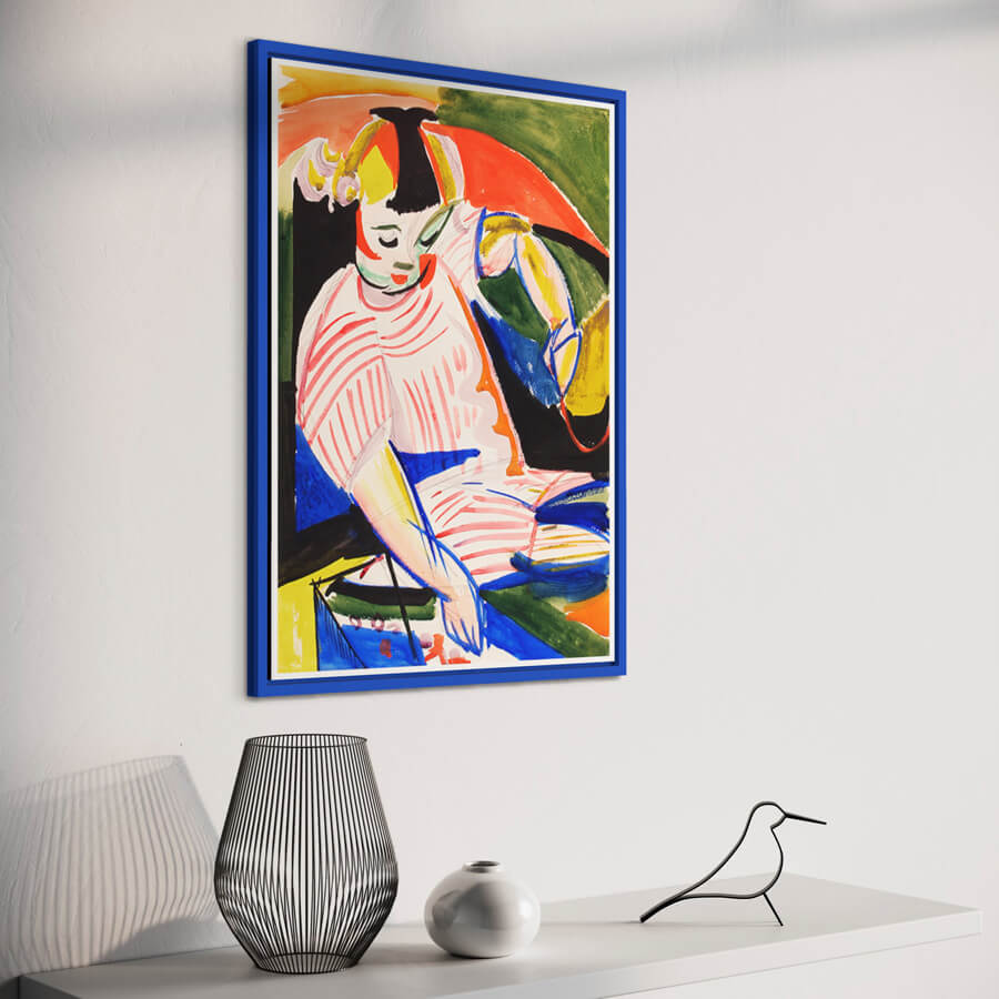Blue matte wooden frame - Narrow (15 mm) - 60x80 cm