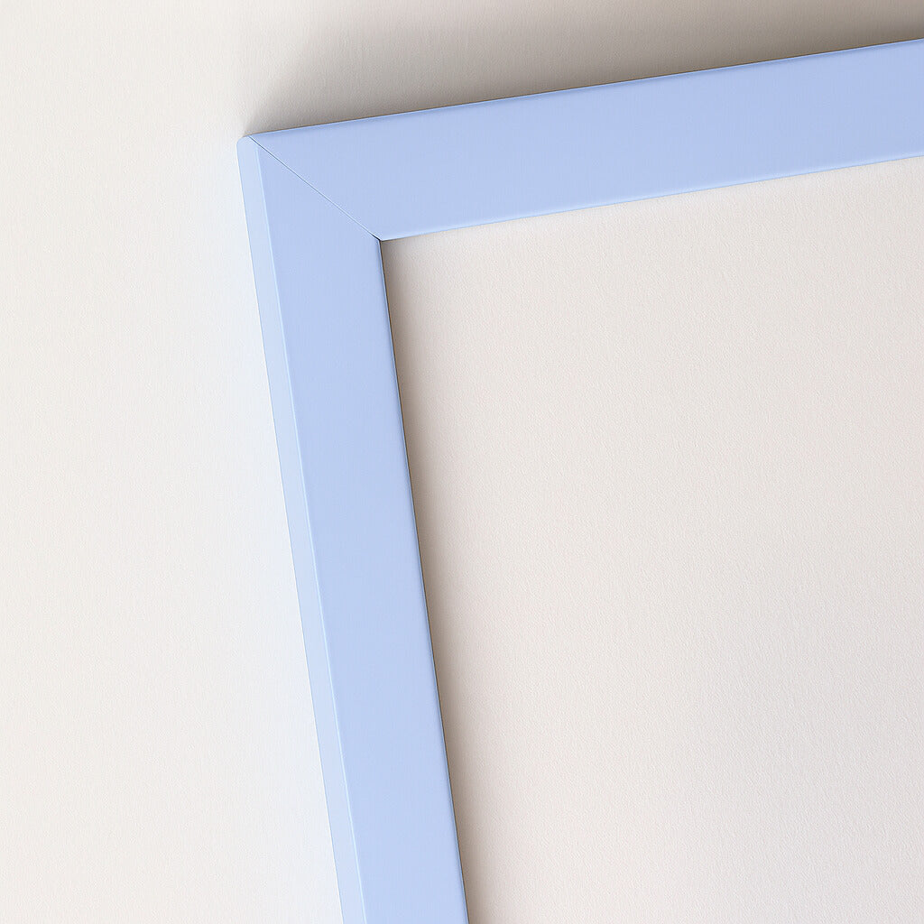 Light blue matte wooden frame - Narrow (15 mm) - 18x24 cm