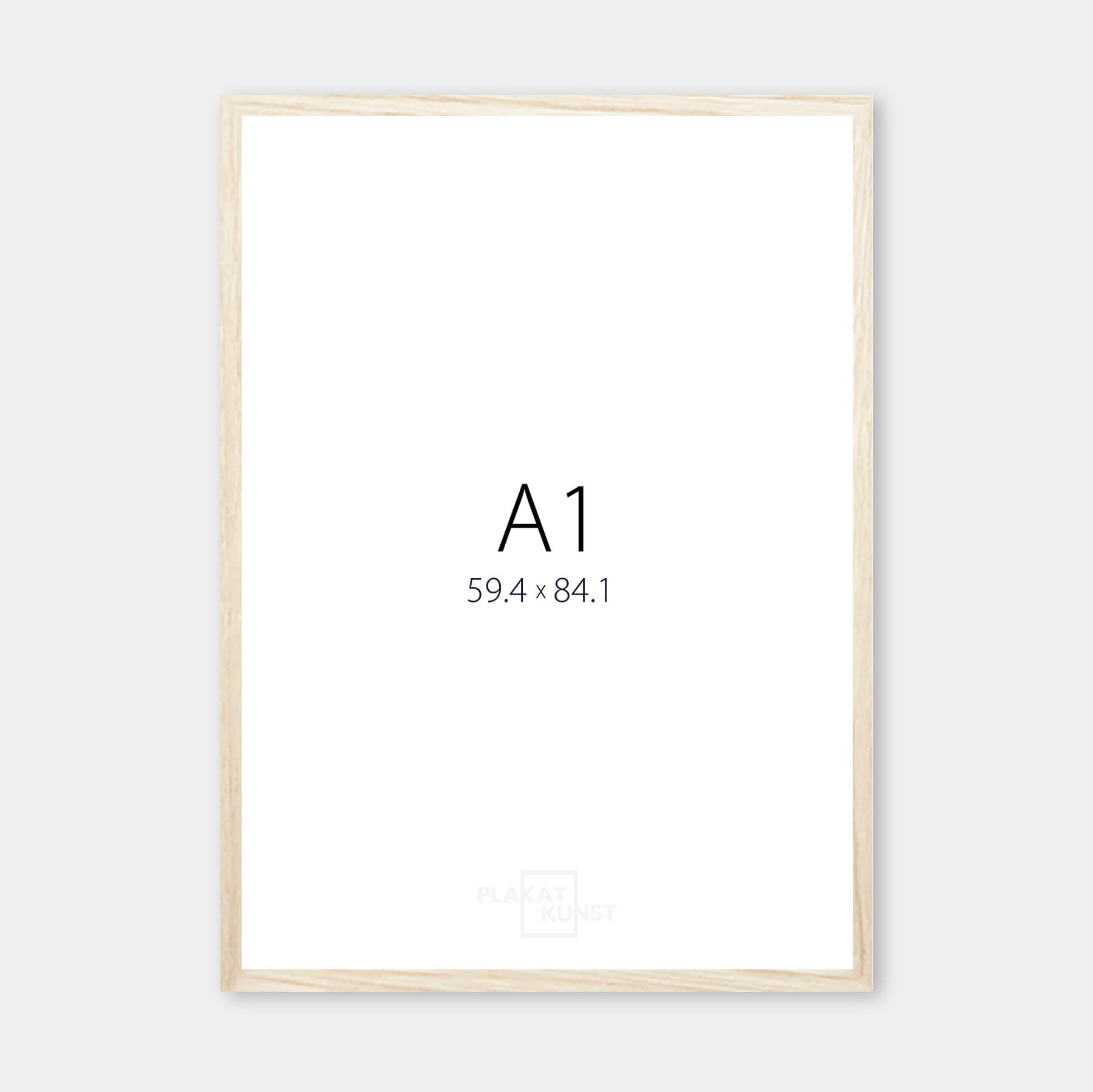 Light oak frame – Wide (20 mm) – A1 (59.4×84.1 cm)