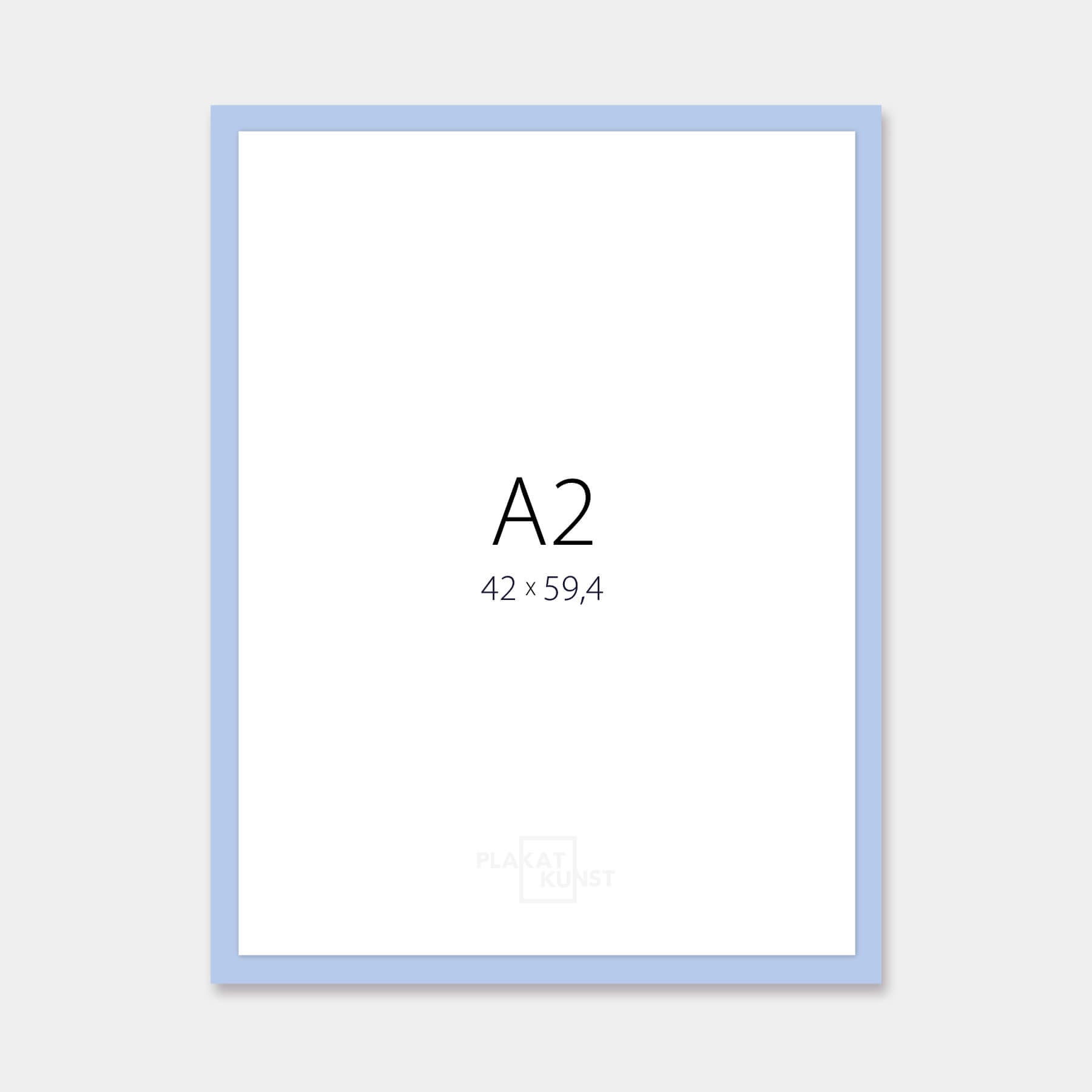 Light blue matte wooden frame - Narrow (15 mm) - A2 (42x59.4 cm)