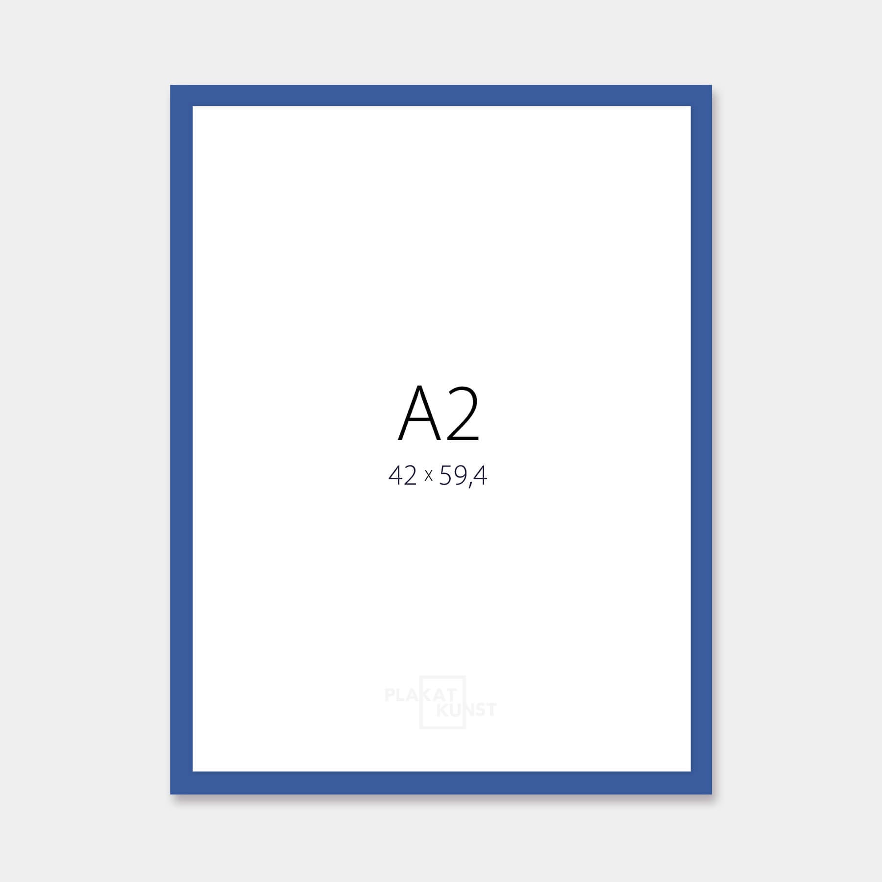 Blue matte wooden frame - Narrow (15 mm) - A2 (42x59.4 cm)