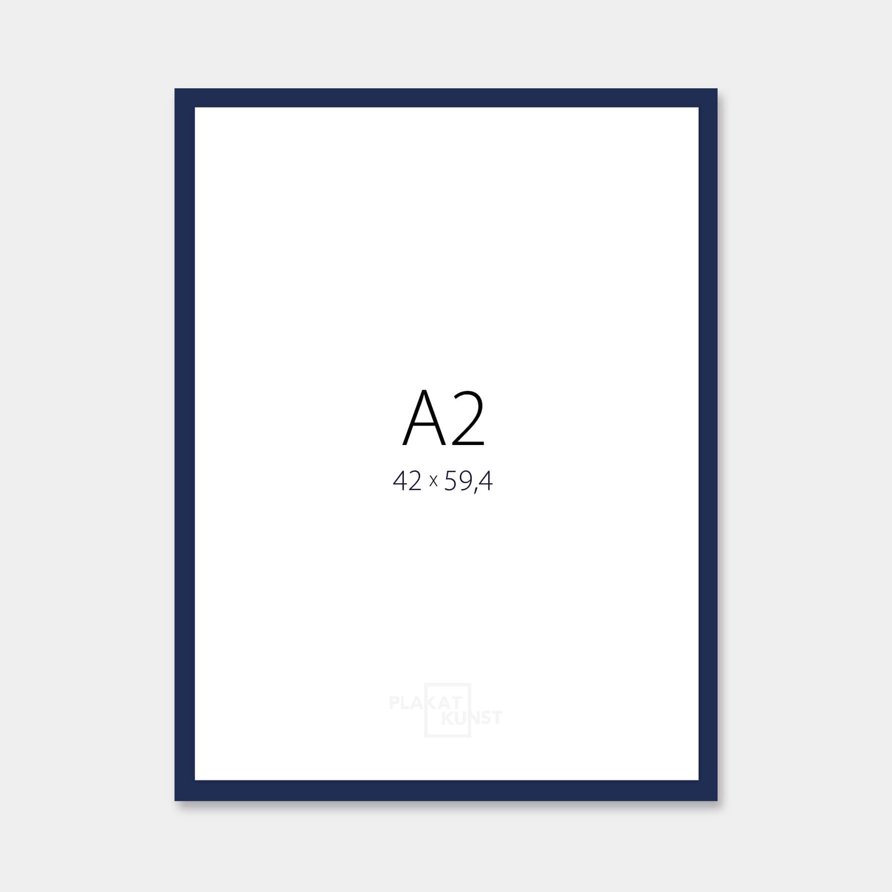 Dark blue glossy wooden frame - Narrow (14 mm) - A2 (42x59.4 cm)