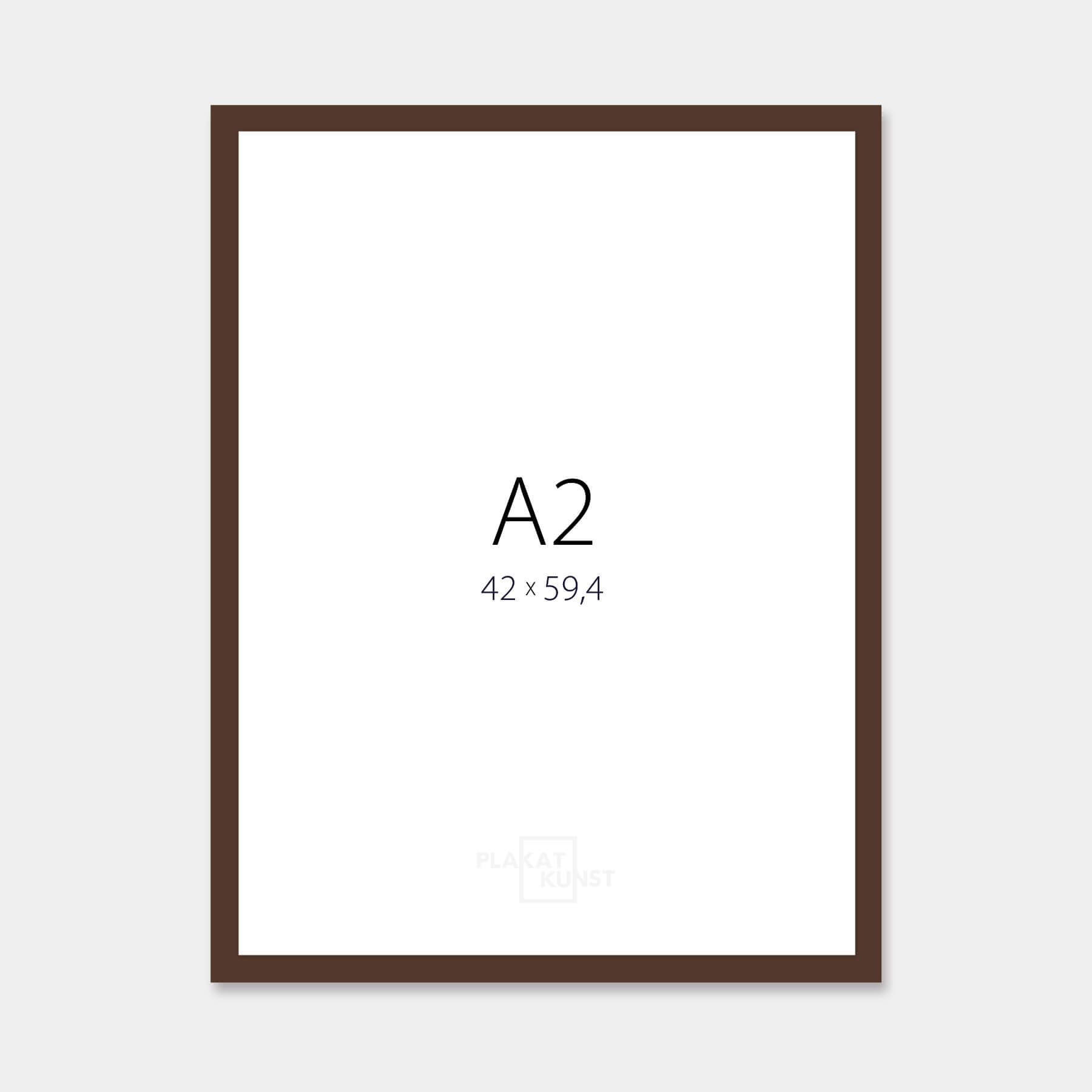 Brown matte wooden frame - Narrow (15 mm) - A2 (42x59.4 cm)