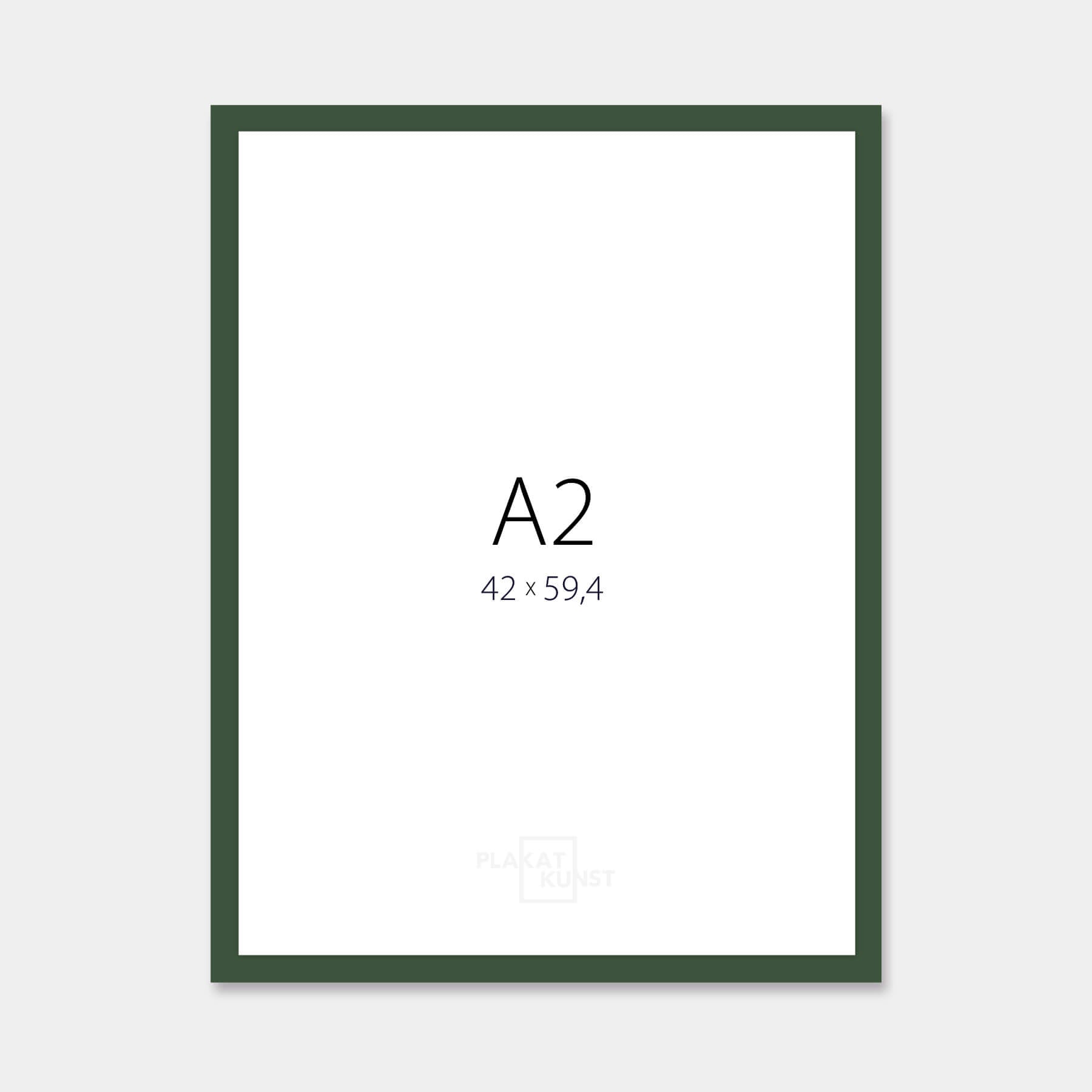 Dark green matte wooden frame - Narrow (15 mm) - A2 (42x59.4 cm)