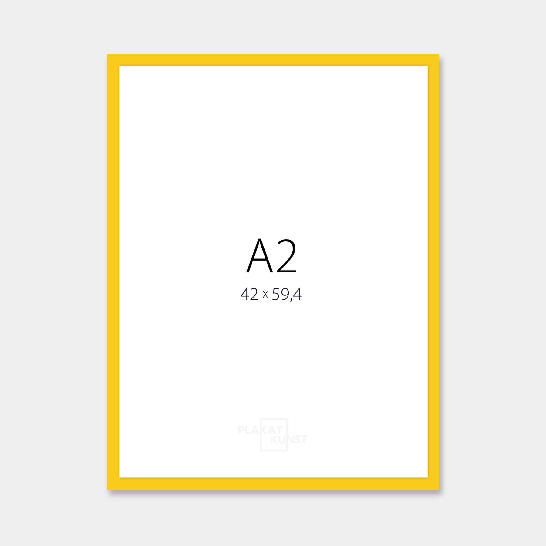 Yellow glossy wooden frame - Narrow (14 mm) - A2 (42x59.4 cm)