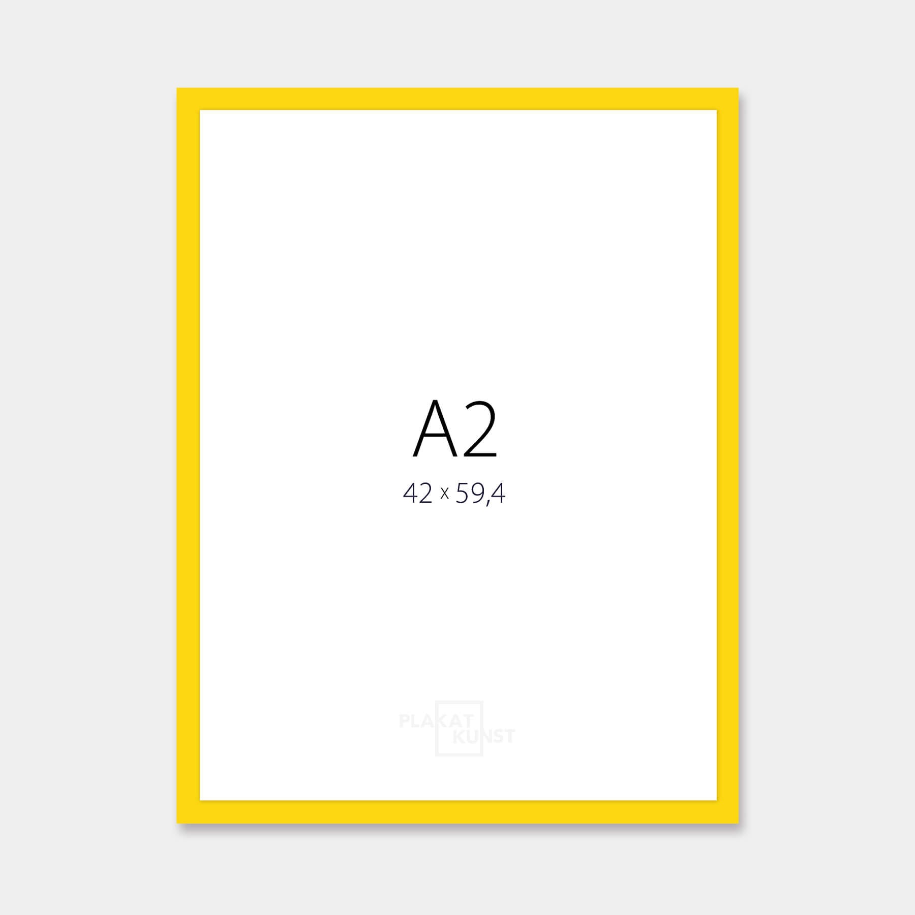 Yellow matte wooden frame - Narrow (15 mm) - A2 (42x59.4 cm)
