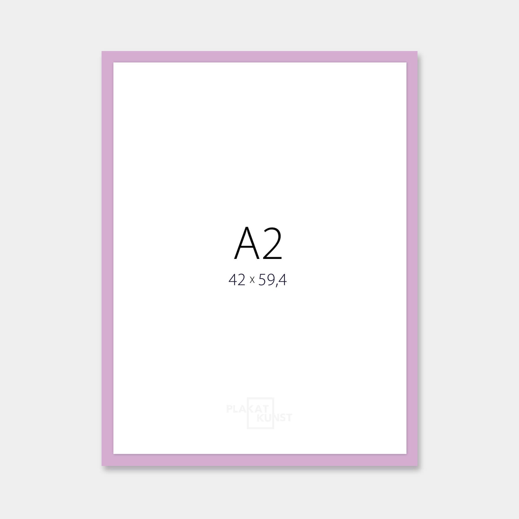 Pink glossy wooden frame - Narrow (14 mm) - A2 (42x59.4 cm)