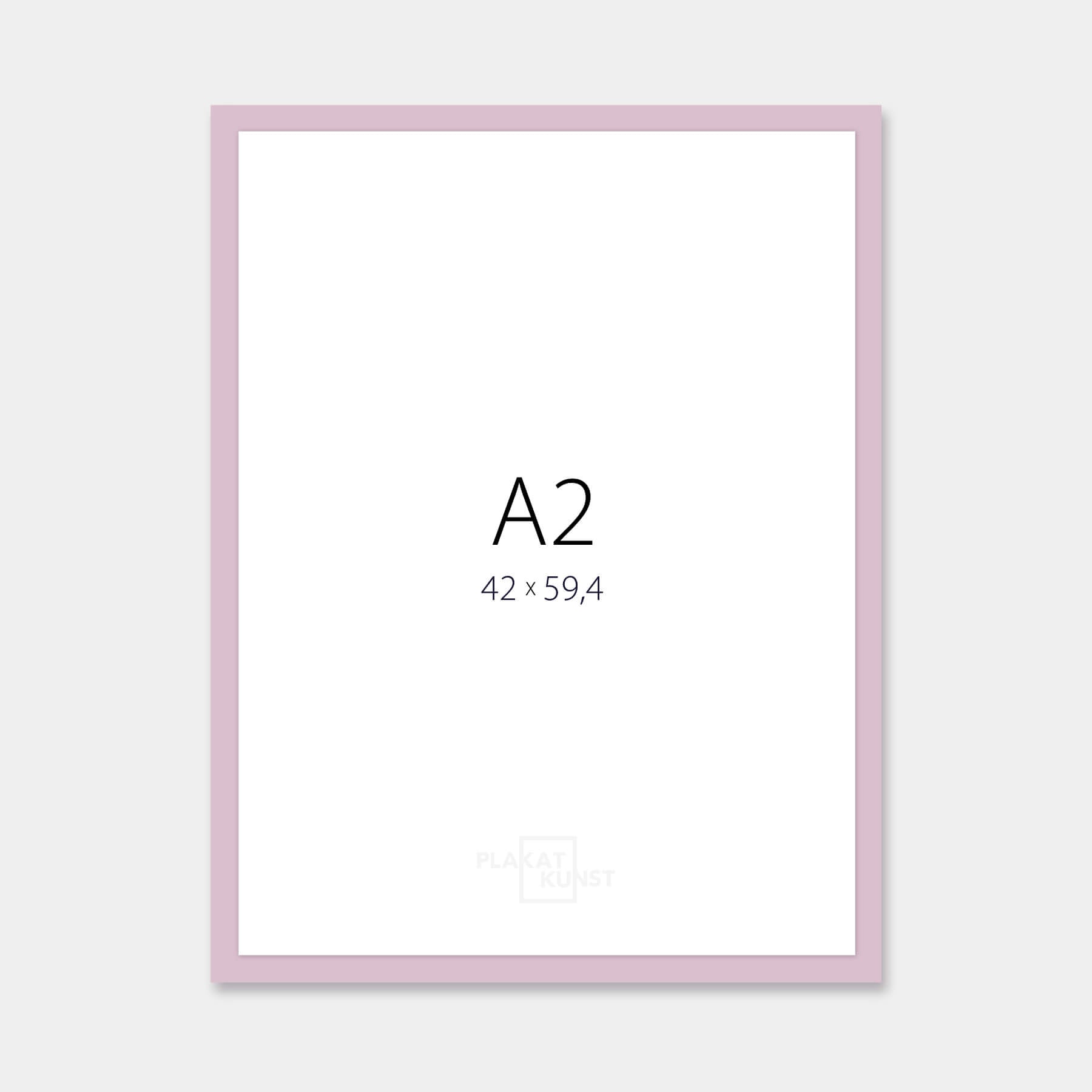 Pink matte wooden frame - Narrow (15 mm) - A2 (42x59.4 cm)