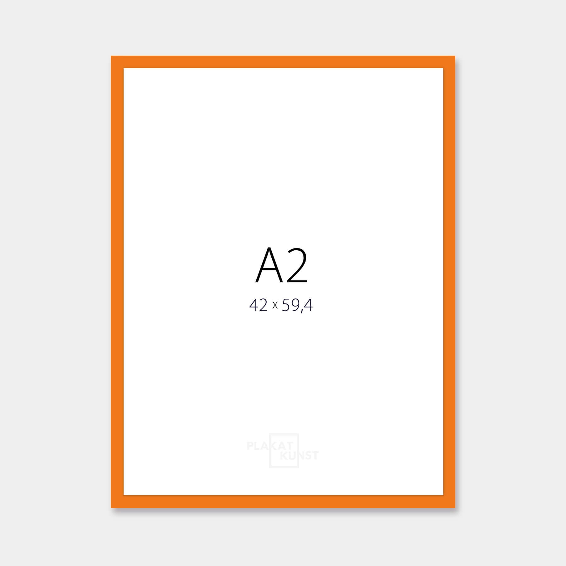 Orange glossy wooden frame - Narrow (14 mm) - A2 (42x59.4 cm)