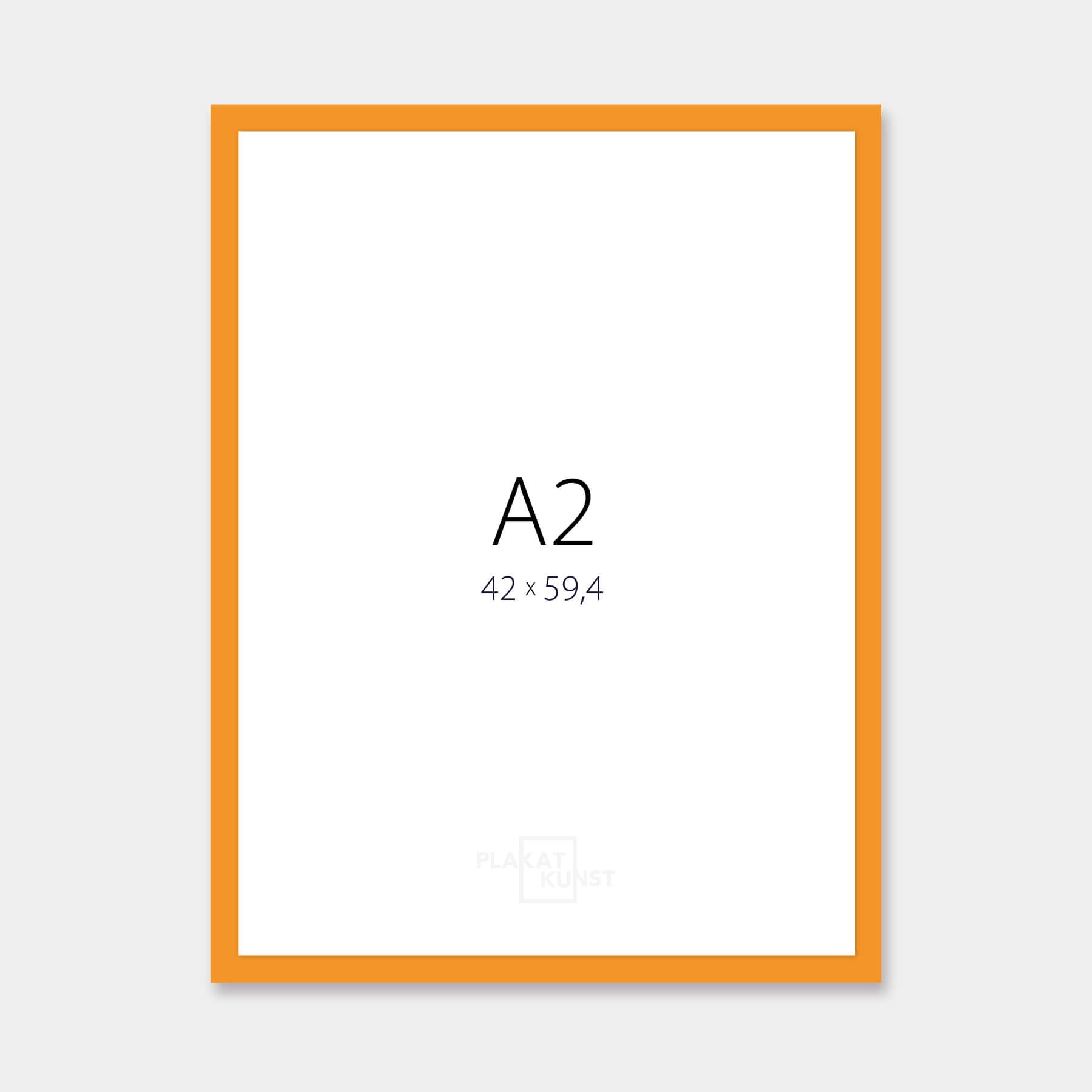 Orange matte wooden frame - Narrow (15 mm) - A2 (42x59.4 cm)