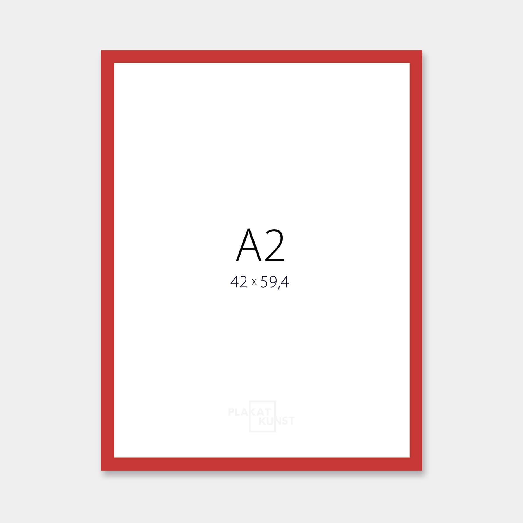 Red matte wooden frame - Narrow (15 mm) - A2 (42x59.4 cm)