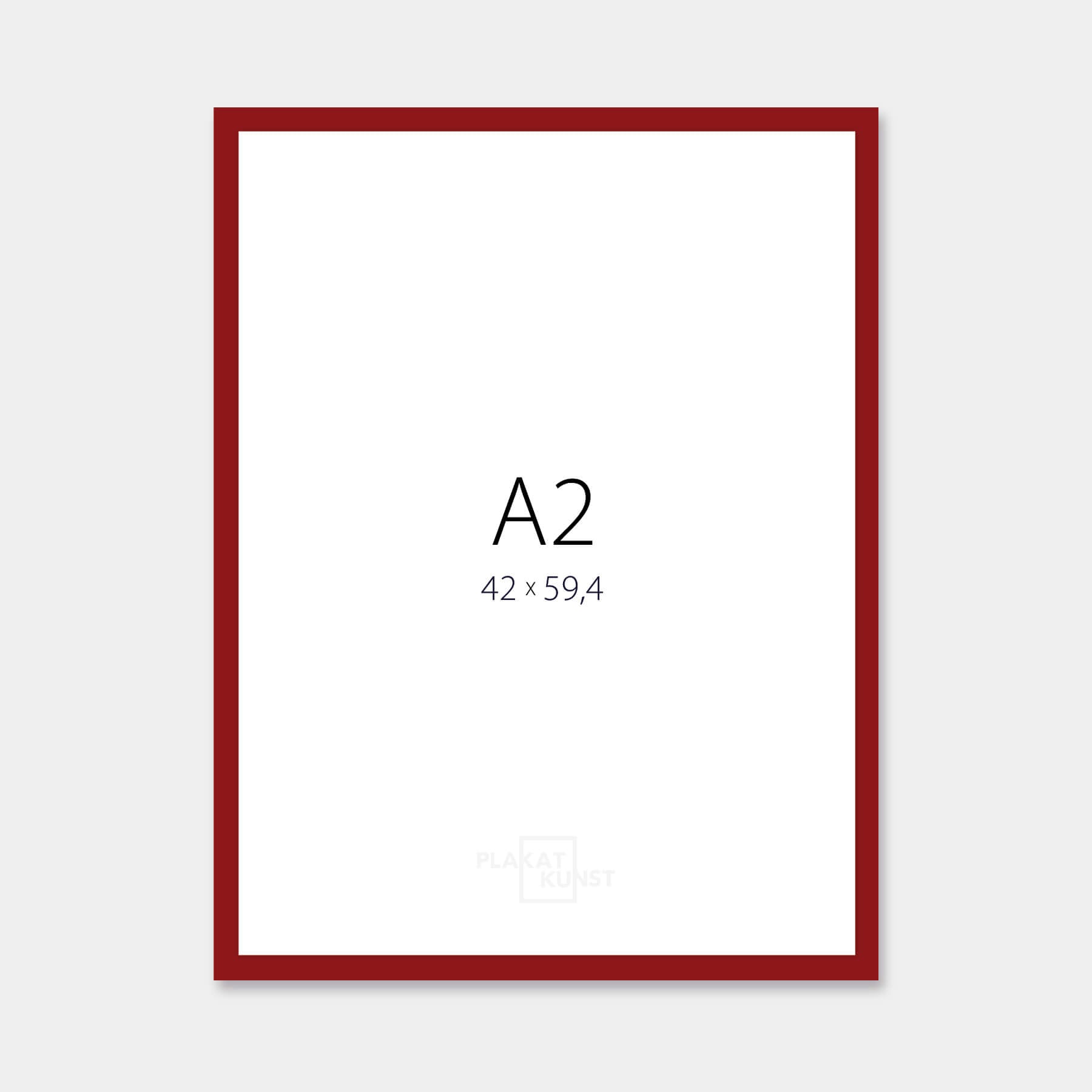 Dark Red Glossy Wooden Frame - Narrow (14mm) - A2 (42x59.4cm)
