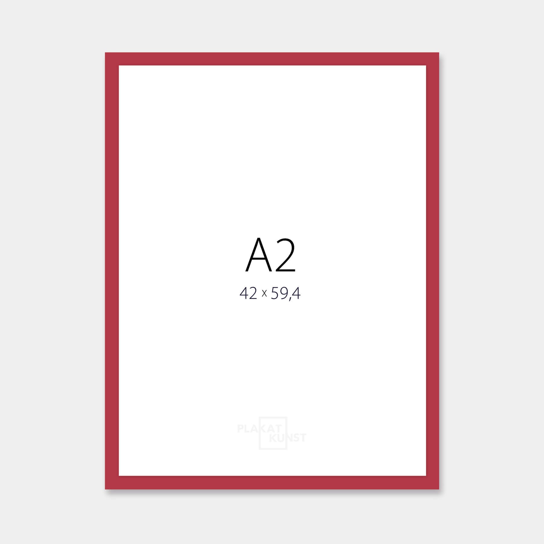 Dark red matte wooden Frame - Narrow (15 mm) - A2 (42x59.4cm)