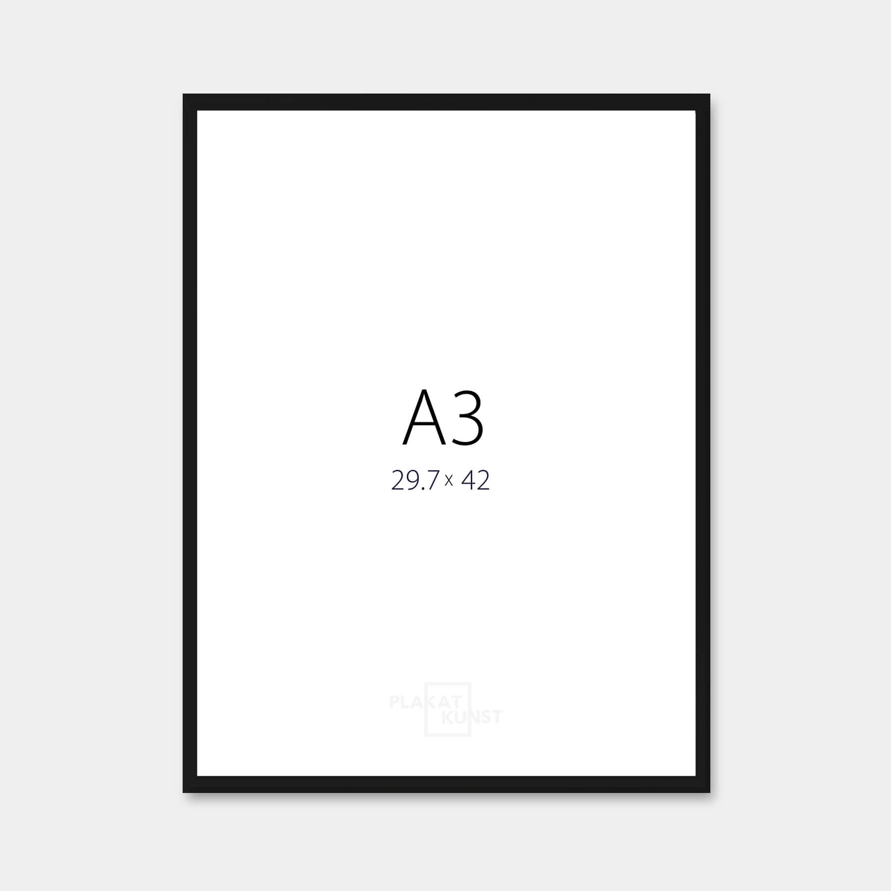Black aluminum frame - Narrow (9 mm) - A3 (30x42 cm)