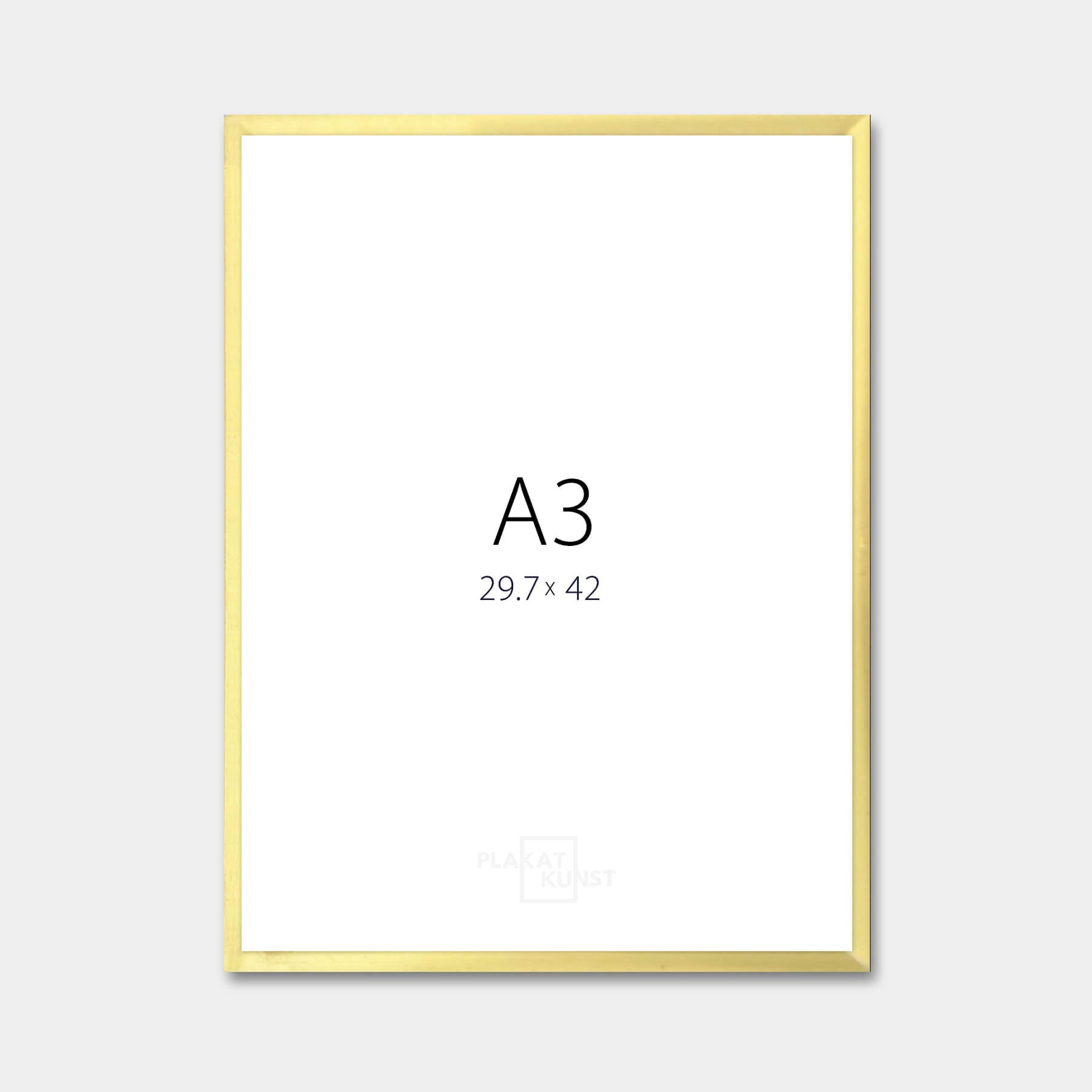 Golden aluminum frame – Narrow (9 mm) – A3 (30×42 cm)