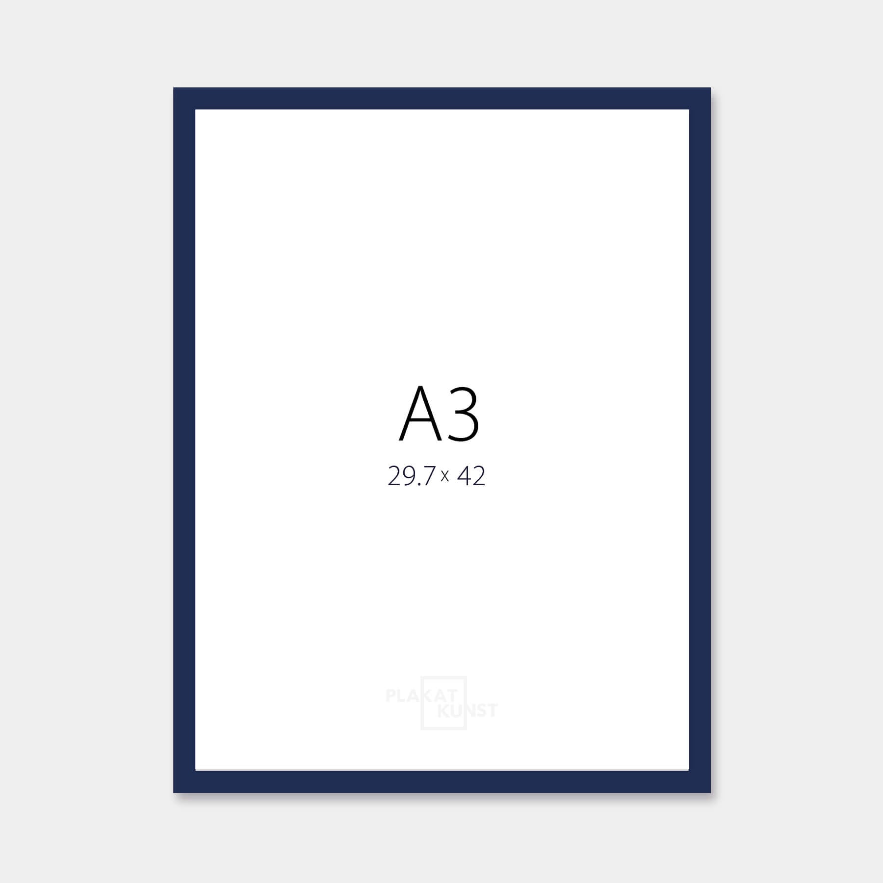 Dark blue glossy wooden frame - Narrow (14 mm) - A3 (30×42 cm)