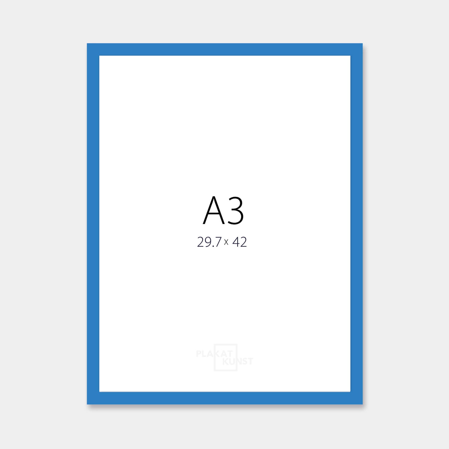 Blue glossy wooden frame - Narrow (14 mm) - A3 (30×42 cm)