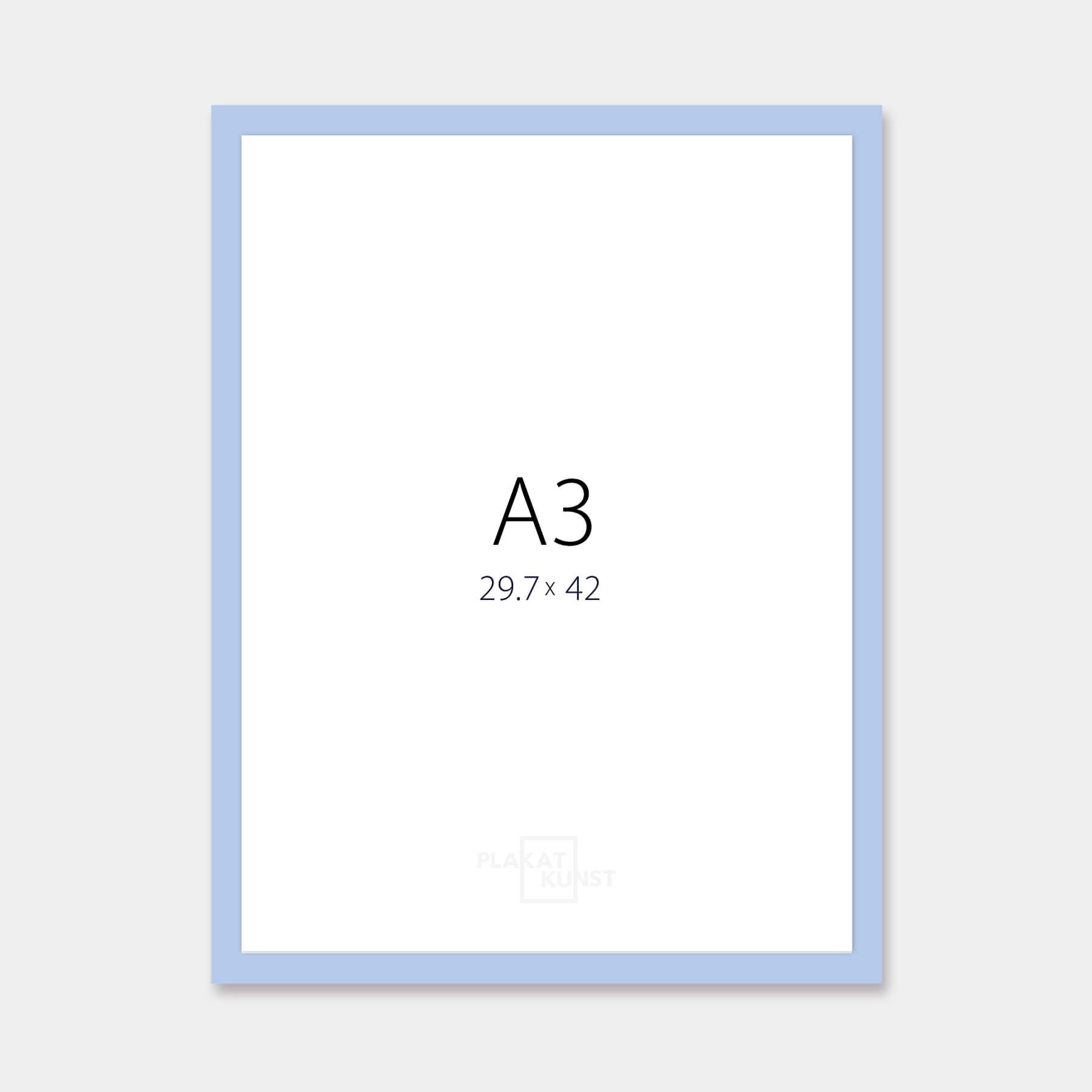Light blue matte wooden frame - Narrow (15 mm) - A3 (30×42 cm)
