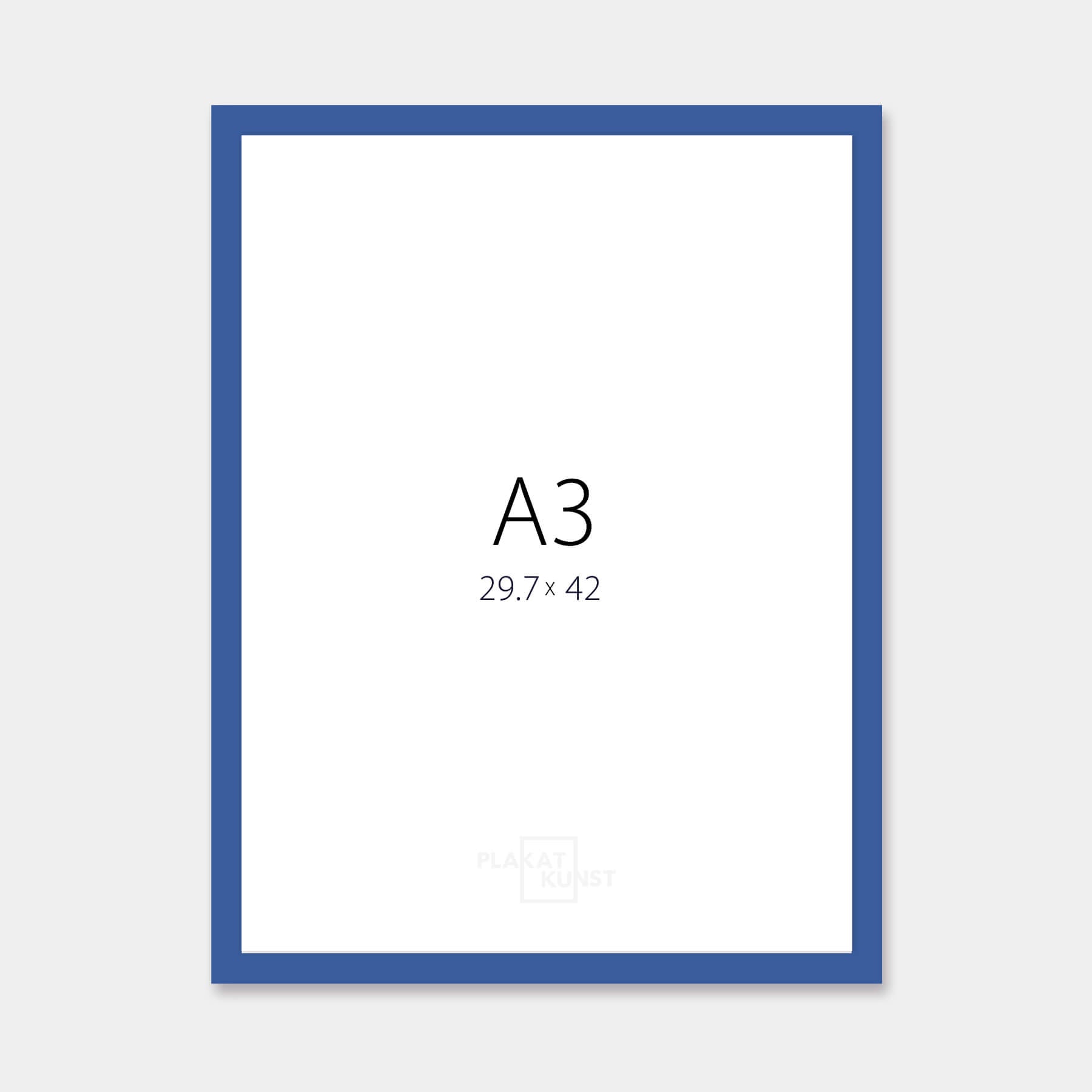 Blue matte wooden frame - Narrow (15 mm) - A3 (30×42 cm)