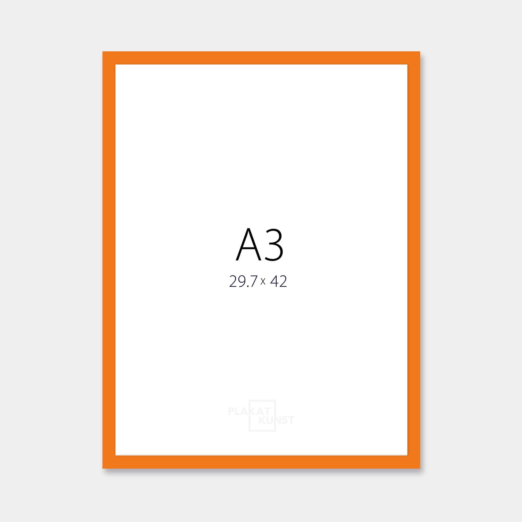 Orange glossy wooden frame - Narrow (13 mm) - A3 (30x42 cm)