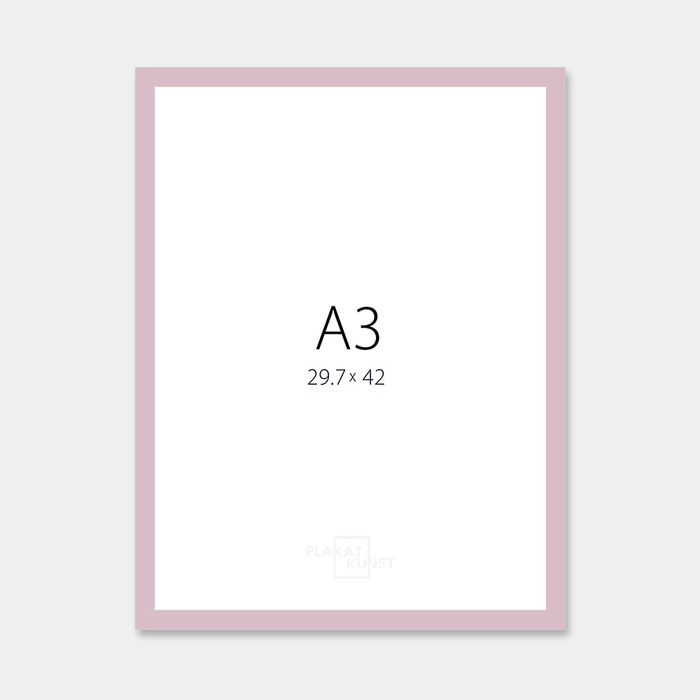 Pink matte wooden frame – Narrow (15 mm) – A3 (30x42 cm)