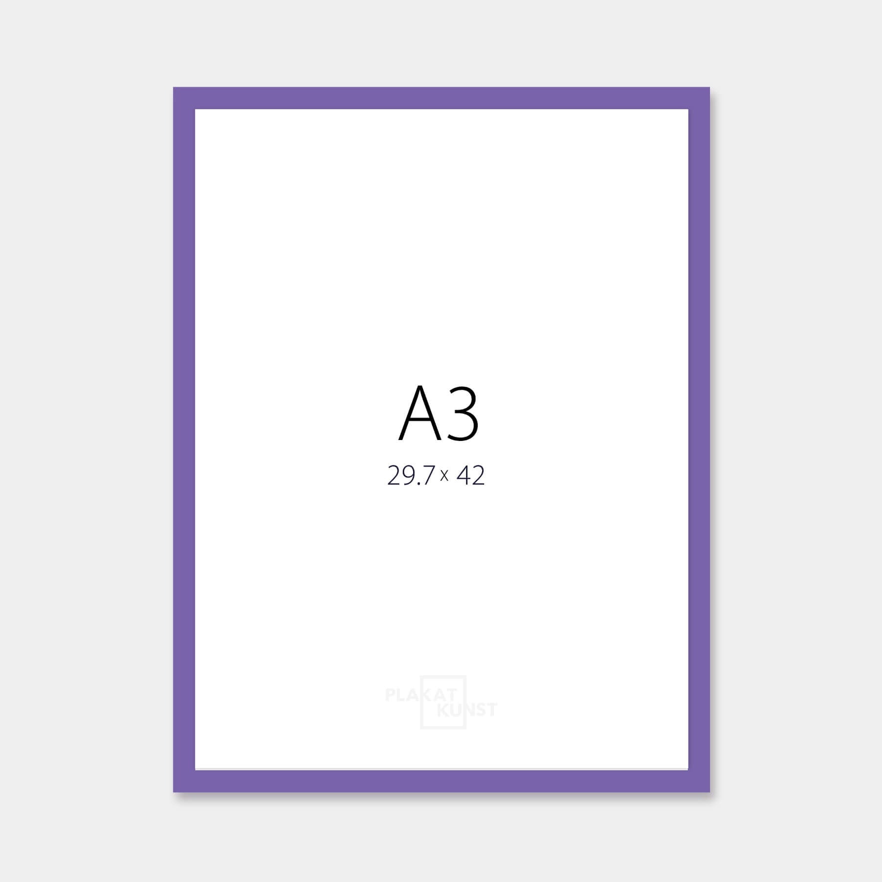Purple glossy wooden frame - Narrow (13 mm) - A3 (30x42 cm)
