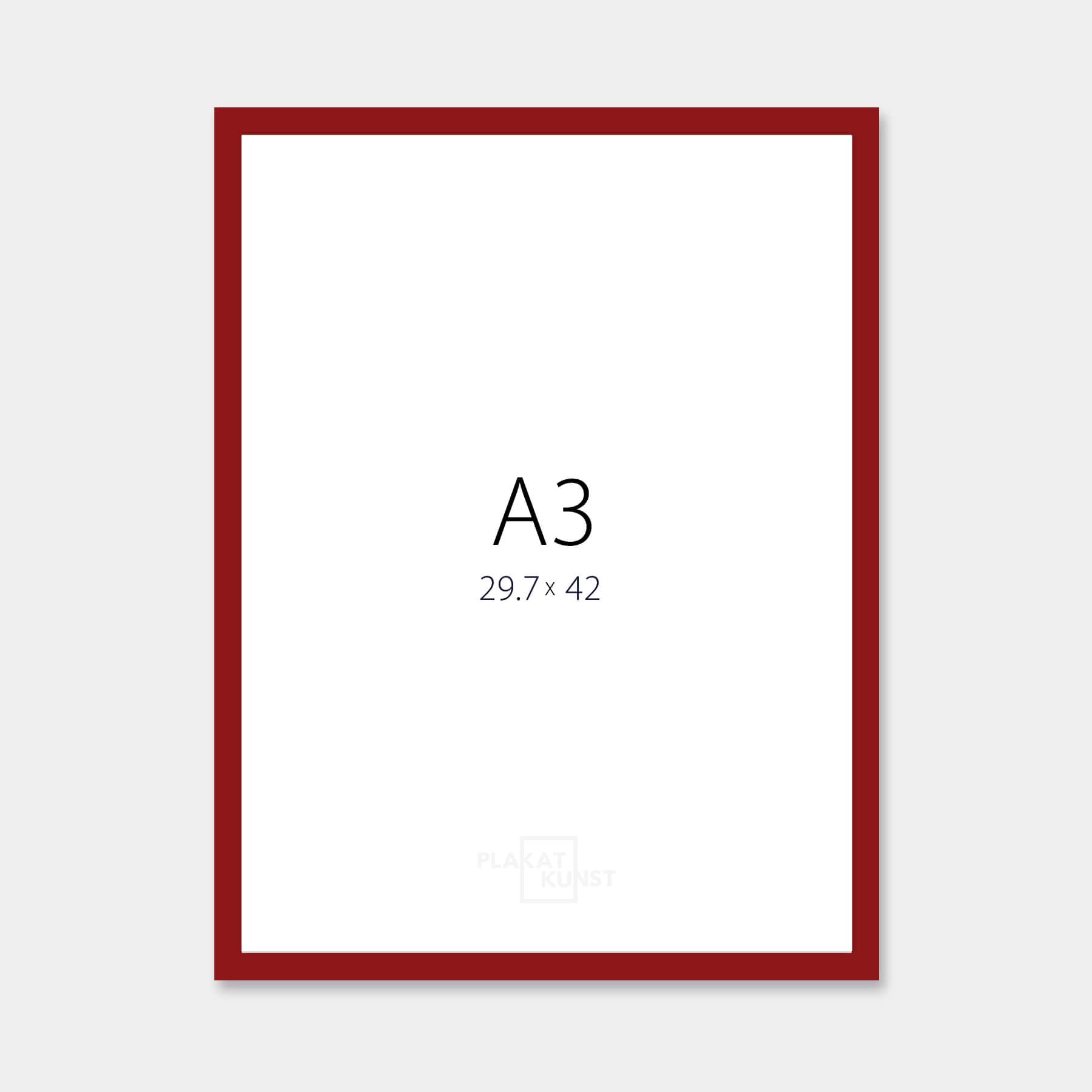 Dark red glossy wooden frame - Narrow (13 mm) - A3 (30×42 cm)