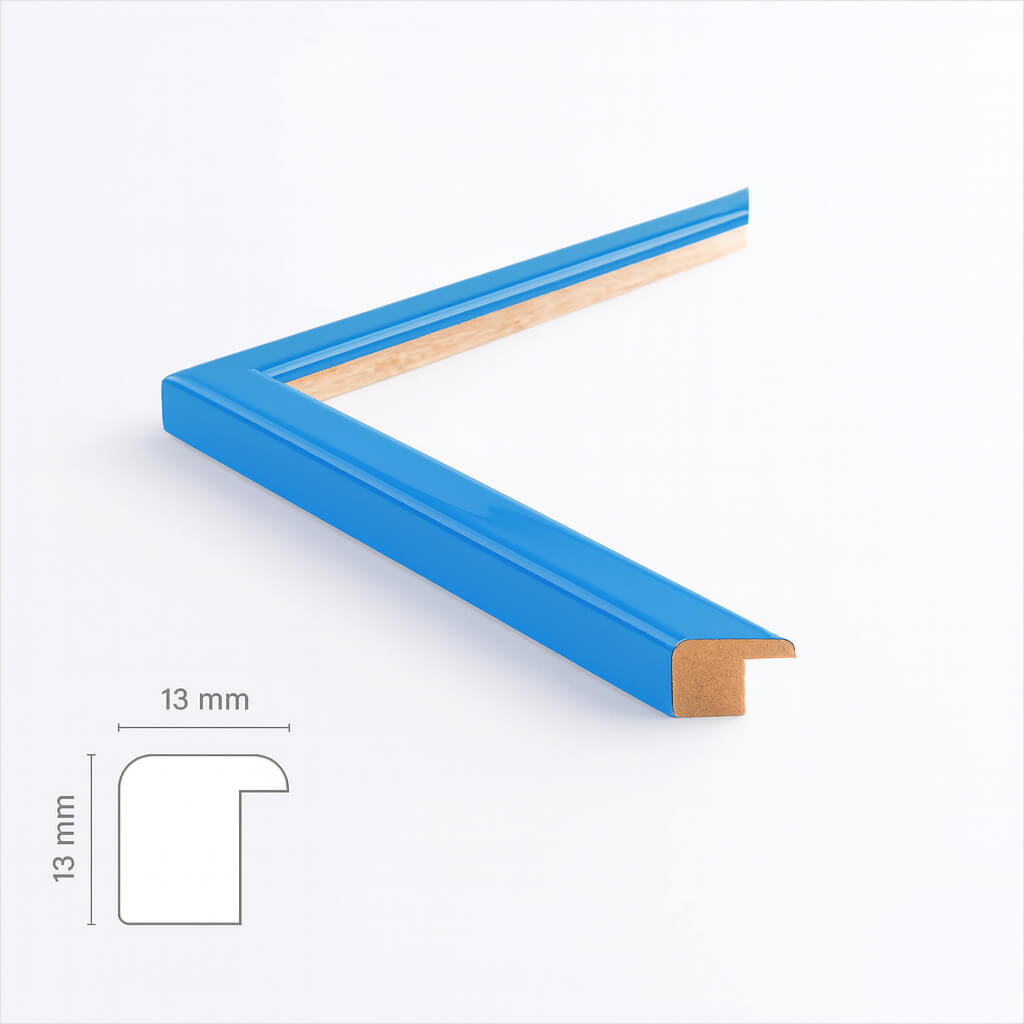 Blue glossy wooden frame - Narrow (13 mm)
