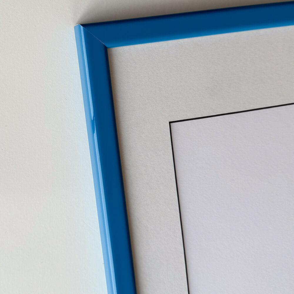 Blue glossy wooden frame - Narrow (13 mm) - 30×30 cm