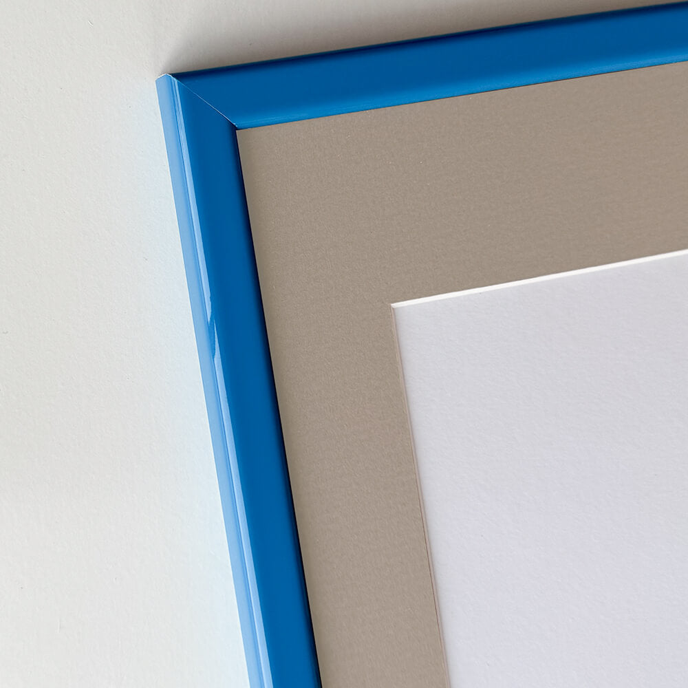 Blue glossy wooden frame - Narrow (13 mm) - 30×30 cm