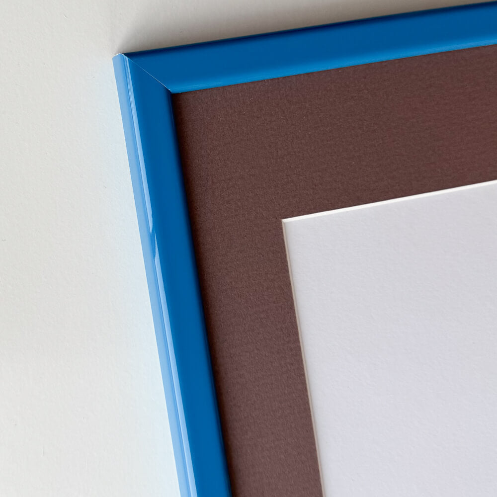 Blue glossy wooden frame - Narrow (13 mm) - 30×30 cm