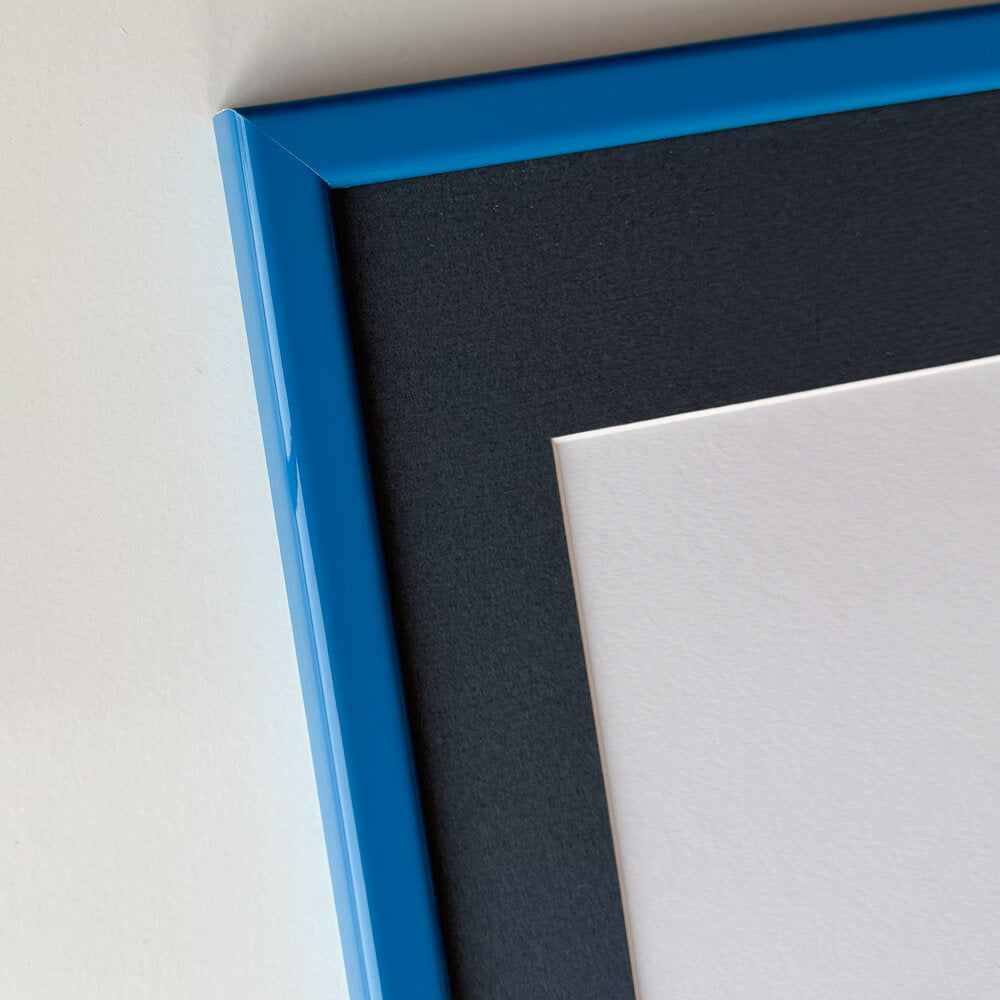 Blue glossy wooden frame - Narrow (13 mm) - 30×30 cm