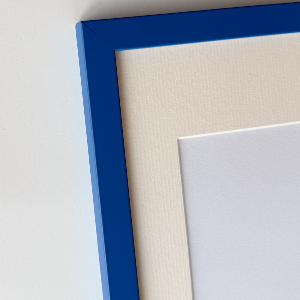 Blue matte wooden frame - Narrow (15 mm) - Custom size