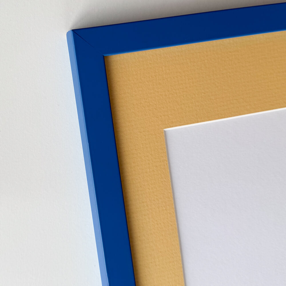 Blue matte wooden frame - Narrow (15 mm) - Custom size