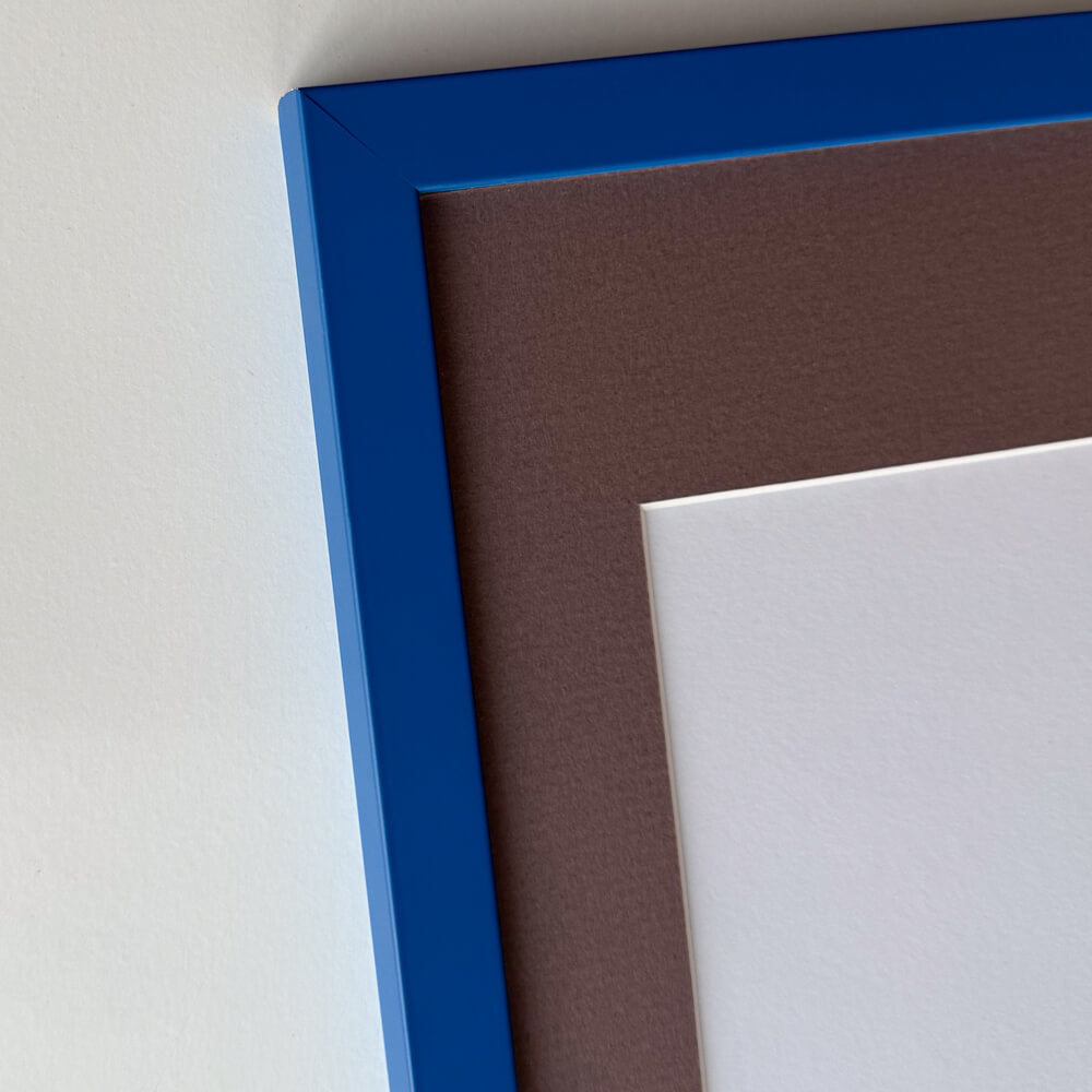 Blue matte wooden frame - Narrow (15 mm) - Custom size