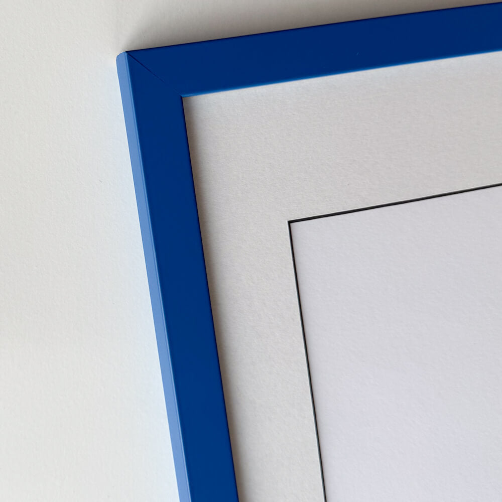 Blue matte wooden frame - Narrow (15 mm) - Custom size