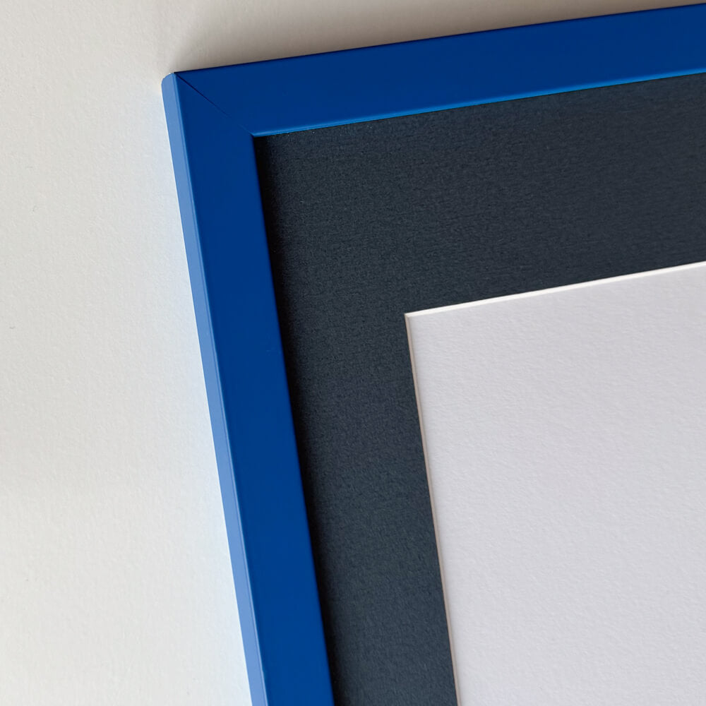 Blue matte wooden frame - Narrow (15 mm) - Custom size