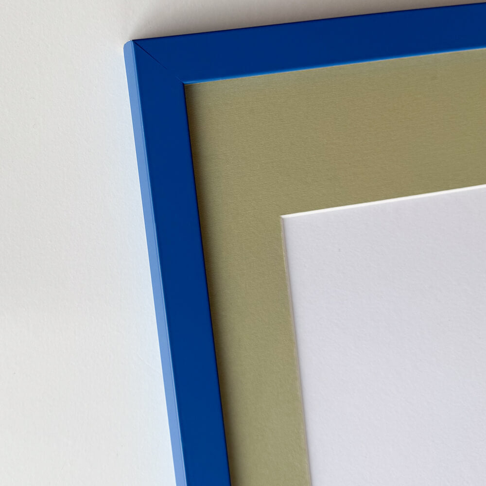 Blue matte wooden frame - Narrow (15 mm) - Custom size