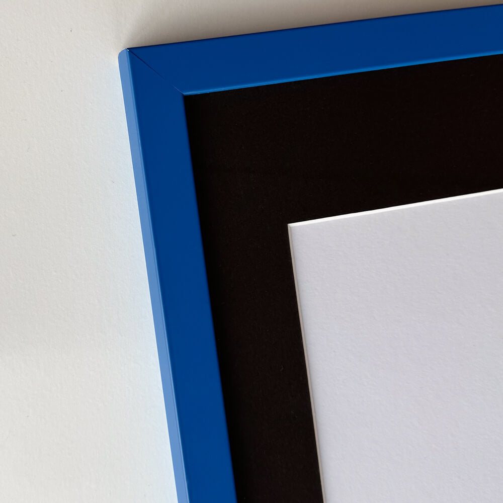Blue matte wooden frame - Narrow (15 mm) - Custom size