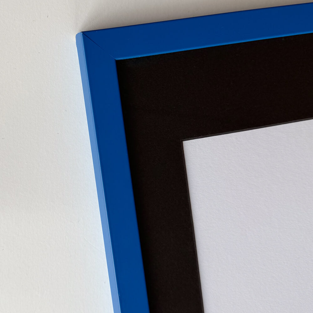 Blue matte wooden frame - Narrow (15 mm) - Custom size