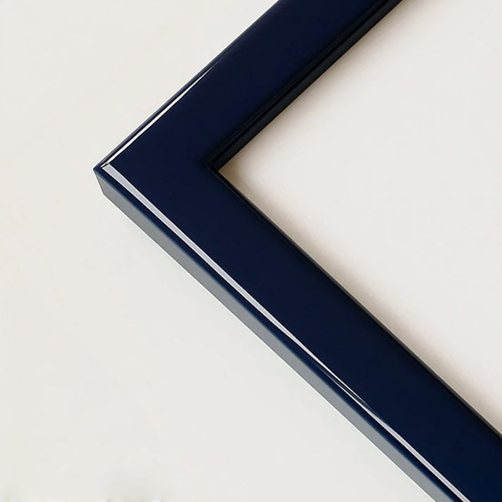 Dark blue glossy wooden frame - Narrow (13 mm) - Custom size