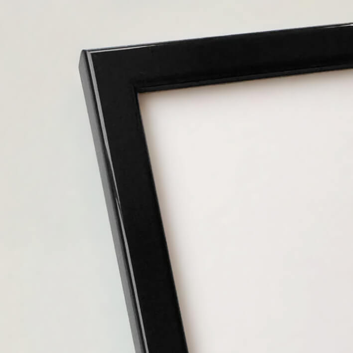 Black glossy wooden frame - Narrow (13 mm)