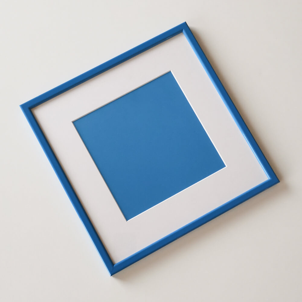 Blå blank træramme - Smal (13 mm) - 30x30 cm-PlakatKunst