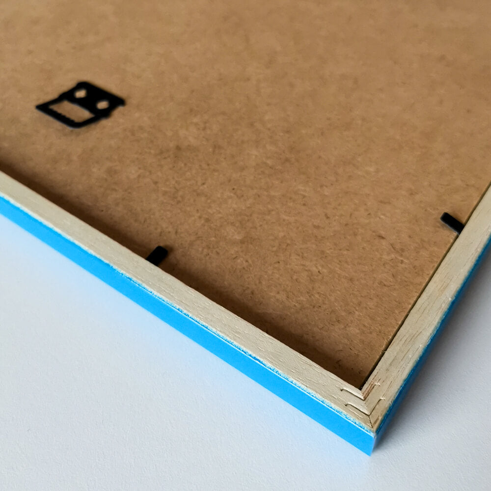 Blue glossy wooden frame - Narrow (13 mm) - Custom size