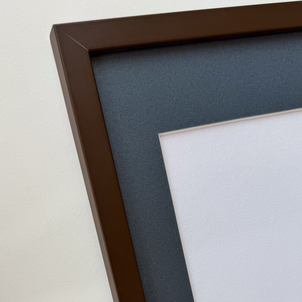 Brown matte wooden frame - Narrow (15 mm) - Custom size