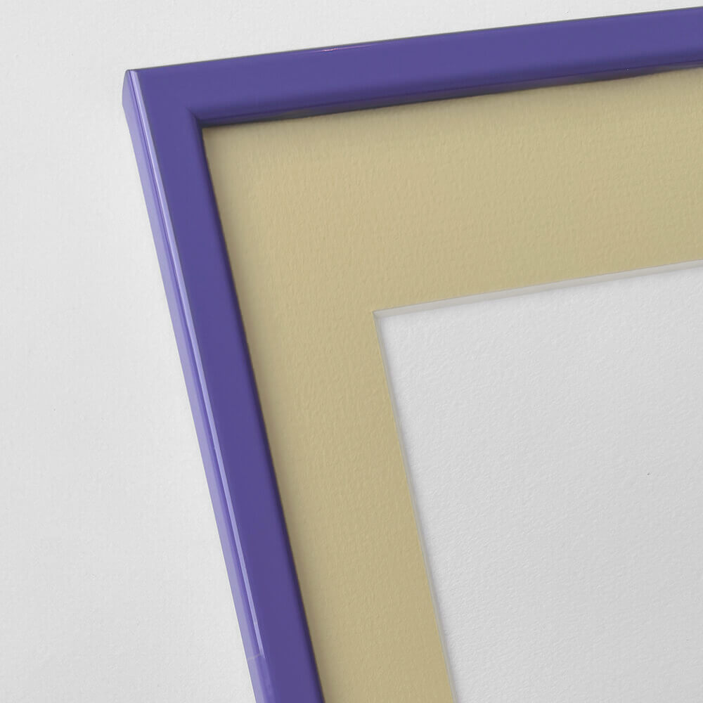 Purple glossy wooden frame - Narrow (13 mm) - Custom size